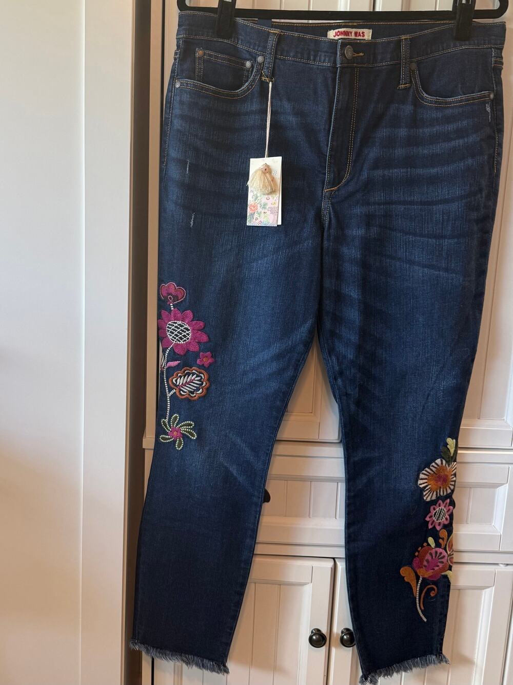 Johnny Was Maxima Cropped Skinny Jean dark wash XL NWT